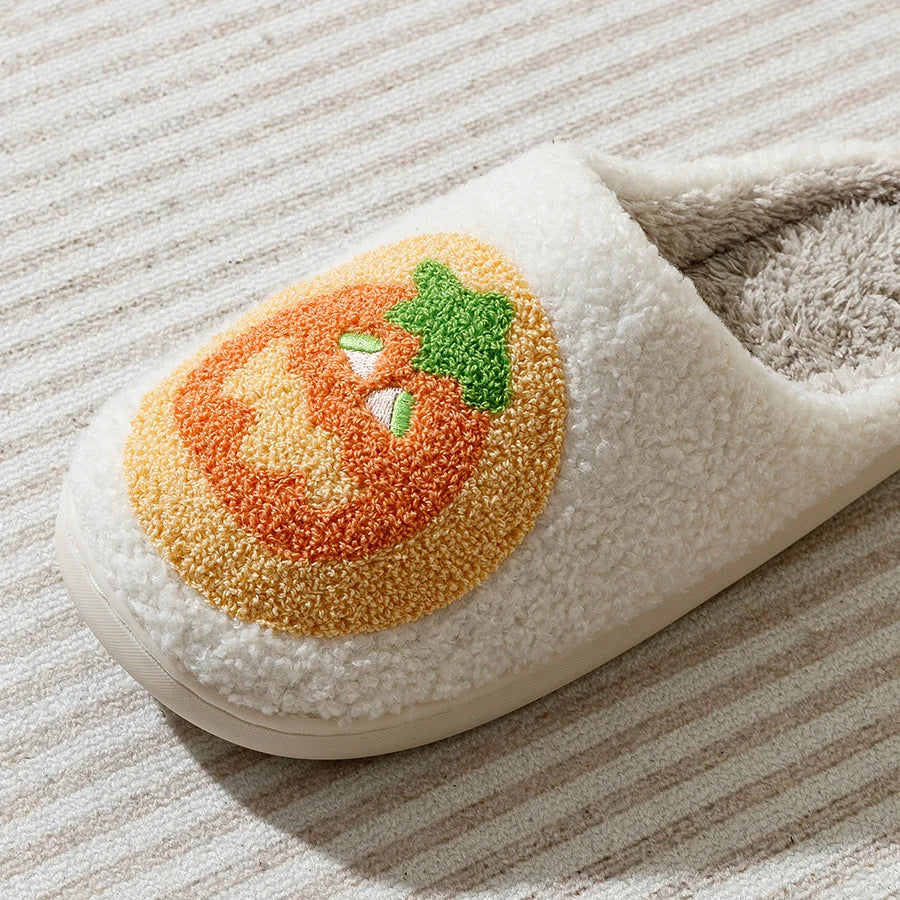 Halloween Cute Pumpkin Cookies Funny Witch Women Slippers Winter Indoor Warm Soft Sole Exquisite Comfy Bedroom Cotton Homeshoes