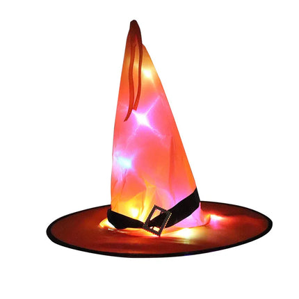 LED Halloween Flashing Light Witch Hat Starry Sky Ghost Festival Dress Up Glowing Elf Ghost Hat Lamp Home Decoration