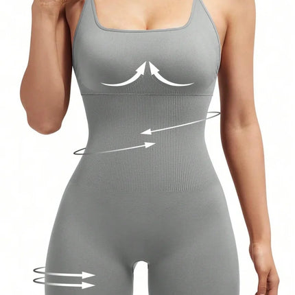 Sexy Fitness Jumpsuit Women Cross Adjustable Sports Playsuit Running One Piece Yoga Suit Scrunch Shorts Backless Set Romper
