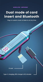 Wireless Earphones 5.3 Neckband Headphones Gaming LED Display Stereo Sports Headset Halter Waterproof Magnetic Earbuds