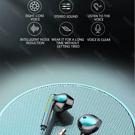 VAORLO 3.5mm/Type-C Wired Headphones Heavy Bass In Ear Earphone With Mic USB C Stereo Earbuds Gaming Headset For Samsung iPhone