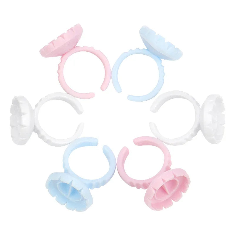 50/100Pcs Wholesale Disposable Eyelash Glue Fan Cup Rings Holder Container Tattoo Pigment Eyelash Extension Tools Lash Supplies