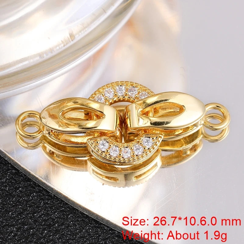 Juya Handmade 18K Gold Silver Plated Fastener Bail Connector Clasps Accessories For Needlework Pearls Beads Jewelry Making