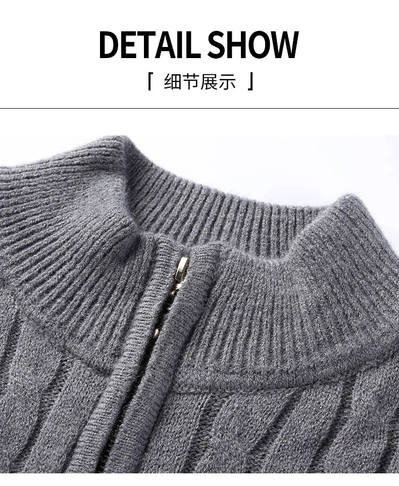 2023 Winter Men's Quarter Zip Sweater Slim Fit Casual Knitted Turtleneck Pullover Mock Neck Polo Sweater