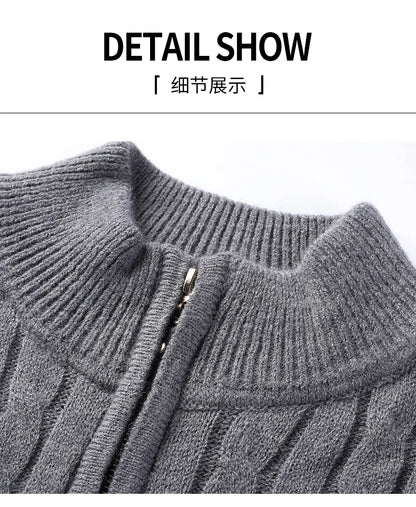 2023 Winter Men's Quarter Zip Sweater Slim Fit Casual Knitted Turtleneck Pullover Mock Neck Polo Sweater