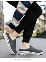 2024 Summer new breathable mesh shoes outdoor non-slip walking shoes comfortable sandals men half slippers casual loafers 35-48