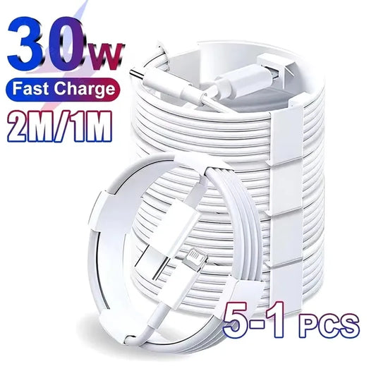5-1pcs 30W Fast Charging Cable For Apple iPhone 13 12 11 14 Pro Max Mini USB C Cable For X XR XS MAX 7 8 14 Plus 6 Accessories