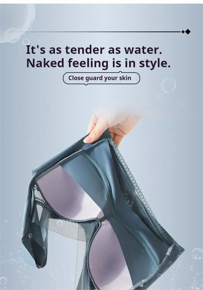 Sexy Lace Bras for Women Perspective Full Cup Solid Color Brassiere V-Neck Seamless Crop Top Female Push Up Breathable Lingerie