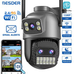 BESDER 15MP Wifi Camera PTZ Outdoor Dual Screen 10X Digital Zoom Human Detection 10MP Security IP Camera Surveillance O-Kam Pro