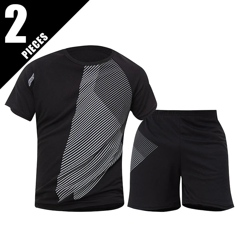 2/6 Pack Plus Size Men's Quick-drying Short-sleeved Shorts Suit Men's Leisure Sports Running Fitness T-shirt Joker Shorts Teen