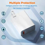 33W USB Charger Quick Charge 3.0 Fast Charging Mobile Power Adapter For Xiaomi Huawei Samsung Phone Charger with 6A Cable Charge