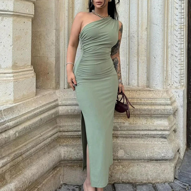 Summer Maxi Dress Women Sexy Split Fashion Sleeveless Backless Slim Dress Female Casual Streetwear Club Elegant Party Dresses