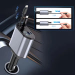 Retractable Car Charger, 4 in 1 Fast Car Phone Charger with Cord 2.6ft, Retractable Cable and 2 USB Ports Car Charger Adapt