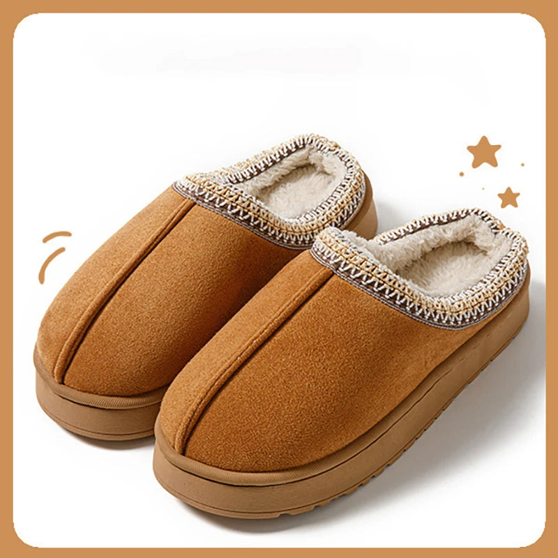 Winter Bohemian Style Indoor Fluffy Slippers with Anti-Slip and Warm Design for Comfortable Feet