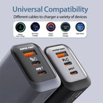 USB Type C 150W Charger USB QC3.0 Fast Charging Mobile Phone Charger Travel Adapter For iPhone 17 Samsung Xiaomi EU/UK/US Plug