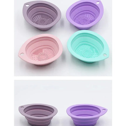 Silicone Makeup Brush Cleaner Folding Powder Puff Cleaning Bowl Eyeshadow Brushes Washing Soft Mat Beauty Tools Scrubber Box