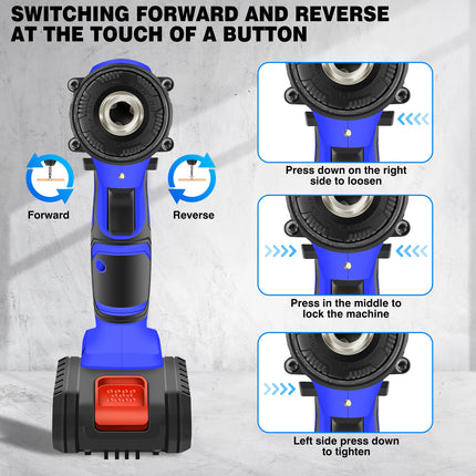 21V Cordless Power Drill,Handheld Screwdriver Drill Set with 25+1 Torque Setting,1.5AH Li-ion Battery&Fast Charger,2-Gear Drill