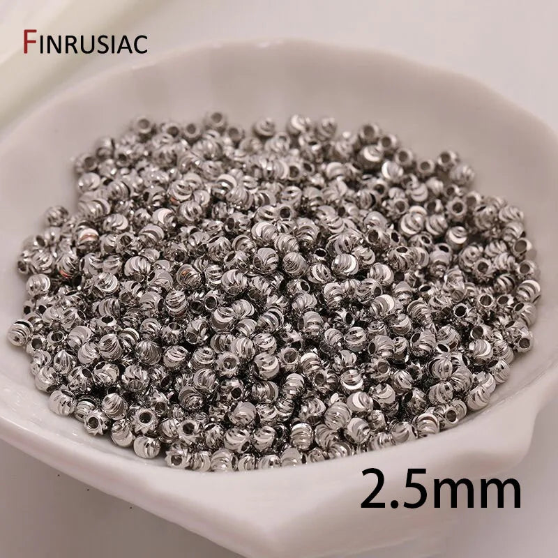 18K Gold Plated Brass Spacer Beads For Jewelry Making Materials,Separators For Beads, Striped Cut Flower Beads For Needlework