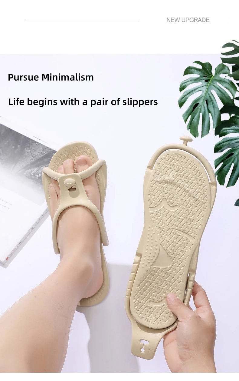Folding Slippers Trip Travel Portable Slides Women Men Light Home Hotel Salon Homestay Guest Use Sandals Bathing Beach Shoes