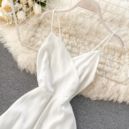 Women Sexy Beach Long Dress Summer V-neck Elegant White Evening Party Dressesladies Backless Bandage Satin Dress Vestidos