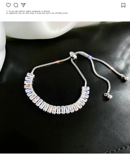 Full of Rhinestone Stainless Steel Bracelet For Women 2022 New  Designer Shiny Luxury Zircon Adjustable Bracelets Jewelry Gift