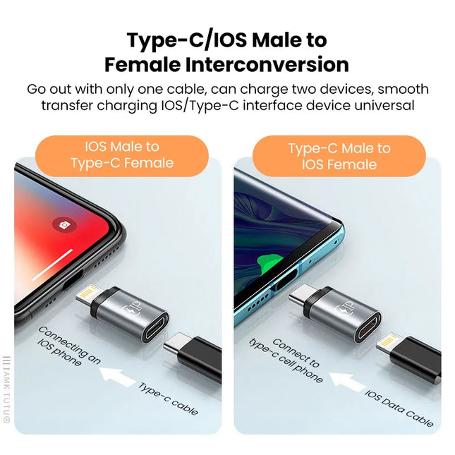 USB Cable Converter Lightning To USB C Adapter 20W Ios to Type-C Adaptador for IPhone 15 14 13 Pro Max Huawei Xiaomi Samsung