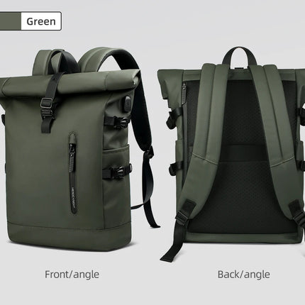 HK Expandable Travel Backpack Men Large Capacity Waterproof 15.6” Laptop Bag Hiking Rucksack Cycling Daypack Bag with USB Port