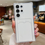 Phone Case For Samsung Galaxy S21 FE S22 S23FE S24 Plus Ultra - Clear Transparent Wallet Card Holder Silicone Protective Cover