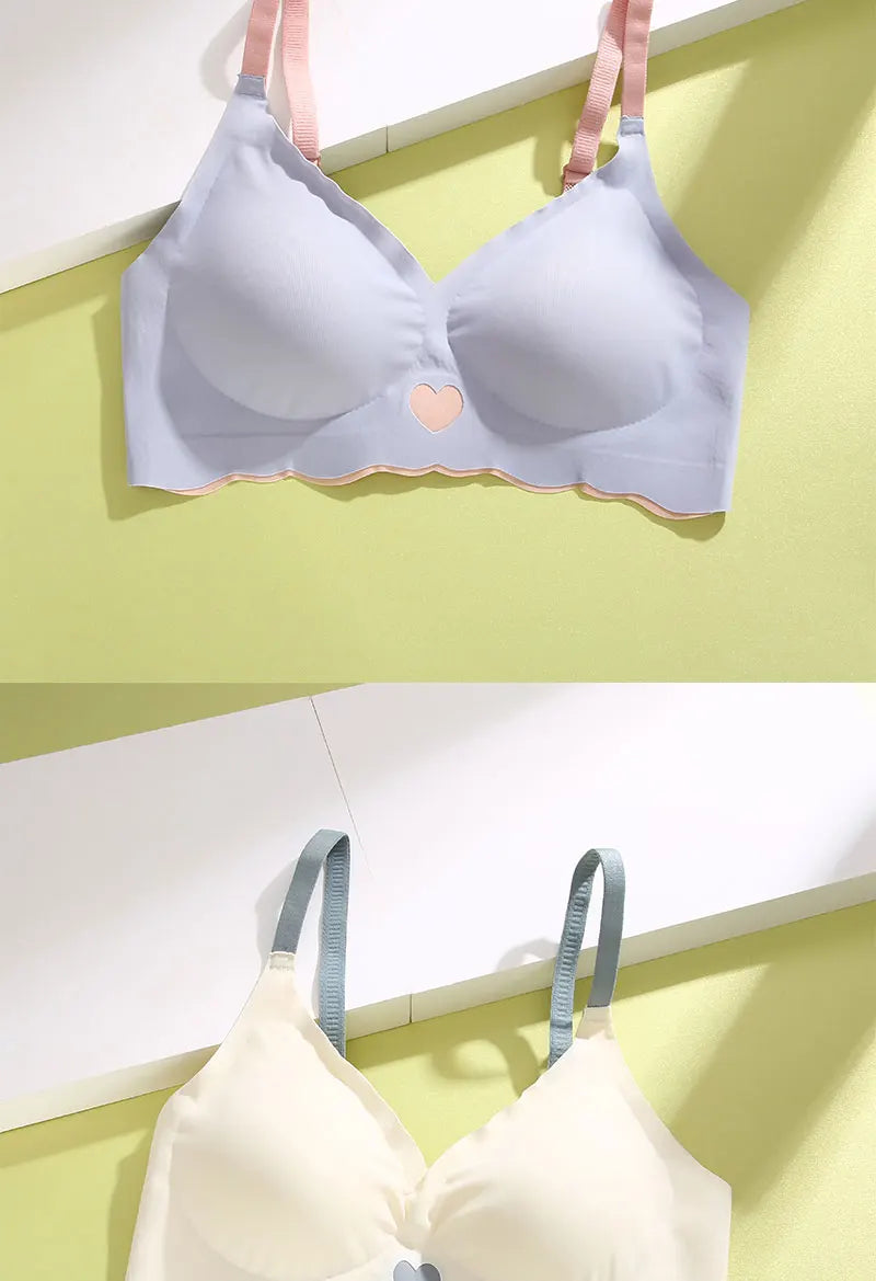 3Pcs Adjustable Beauty Back Bra Intimates Gather No Steel Ring Sports Anti-Sagging Bra French Color Contrast Seamless Underwear