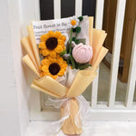 Finished Knitted Roses Flowers Crochet Bouquet Creative Handmade Bouquet Valentine Mothers' Day Birthday Graduation Gifts
