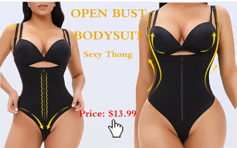 GUUDIA Ribbed Tummy Jumpsuit Daily Shaper Bodysuits Light Control Compress Tummy Control Open Crotch Shapewear Suits Open Crotch