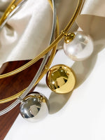 Peri'sbox Simple Imitation Pearl Globular Pendant Necklace for Women Stainless Steel Gold Plated Non-fade Hip-Hop Trendy Jewelry