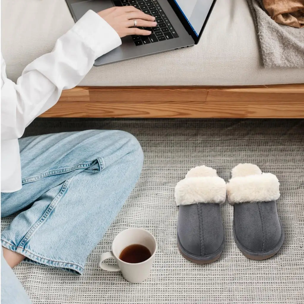 Comwarm Fluffy Winter Slippers For Women Furry Fuzzy Home Shoes Faux Fur House Plush Slippers Indoor Warm Comfy Mute Flats Slide