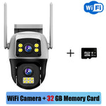 8MP 4G Sim Card Camera Dual Lens Dual Screen Wireless WiFi Outdoor Surveillance Human Detect Security Protection PTZ IP Cameras