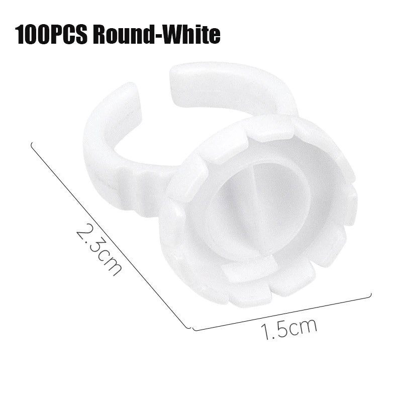 50/100Pcs Wholesale Disposable Eyelash Glue Fan Cup Rings Holder Container Tattoo Pigment Eyelash Extension Tools Lash Supplies