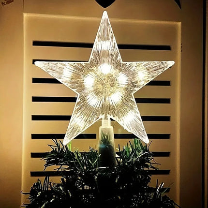 15cm Christmas Decoration Glowing Tree Topper Glitter Shining Star Xmas Tree Ornaments for Home Decor Navidad New Year 2026 Gift