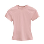 2024 New High Quality Casual T shirt Sexy Slim Short Sleeves Fashion Trend Solid Women Clothing y2k Tops