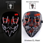 Wireless Neon LED Purge Mask Glow in The Dark Cosplay Horror Mask Halloween Masquerade Party Masks Glowing Funny Dress Up