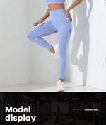 Yoga Basic 2pcs Seamless High Stretch Yoga Set Tracksuit Gym Set Crisscross Back Cami Hip-hugging Tummy Control Leggings