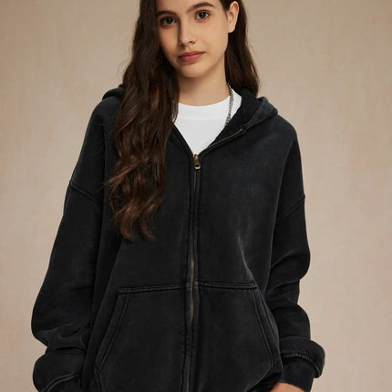 Batik fleece zippered hoodie