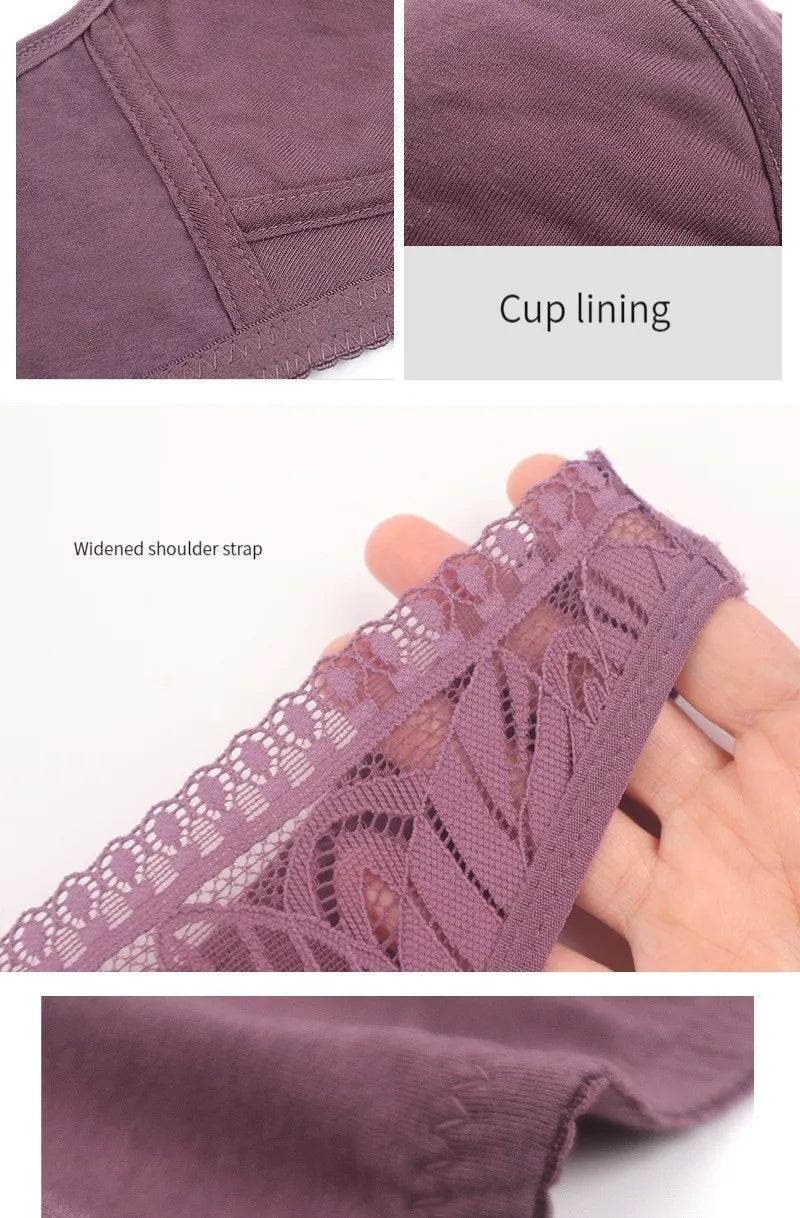 Soft cotton cups before the zipper in the elderly underwear breathable women without steel ring tank top lace large size bra