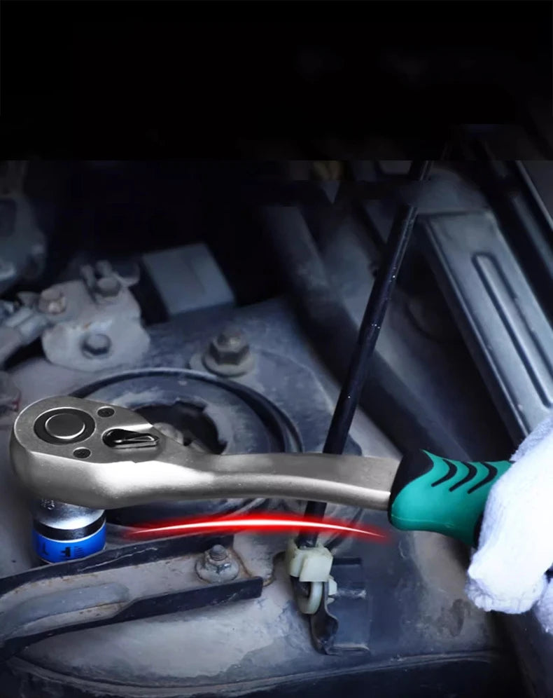 24/72 Tooth Quick Ratchet Wrench 1/2 1/4 3/8 3 Size Flying Wrenches Two-way Socket Wrench Repair Tools for for Vehicle Bicycle