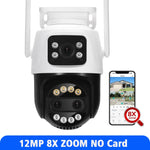 8MP Dual Lens 2.8mm -12mm 8X Zoom 4K PTZ WiFi IP Camera Outdoor AI Human Tracking CCTV Audio Home Security Surveillance Camera