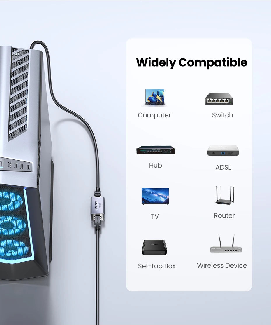 UGREEN RJ45 Connector 10Gbps Network Extender Extension for Cat8 Cat7 Cat6 Ethernet Cable Adapter Gigabit Female to Female