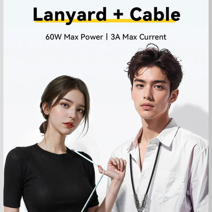 Essager 60W Type C To Type C Fast Charging Cable  For iPhone 16 Xiaomi Huawei  Lanyard  Halter Neck Wrist Multifunctional Cable