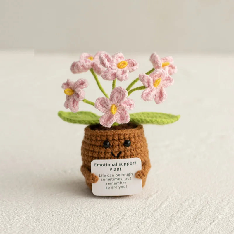 Mini Finished Crochet Roses Sunflowers Potted Emotional Support Stuffed Plants  Mother Valentine Christmas Graduation Gifts
