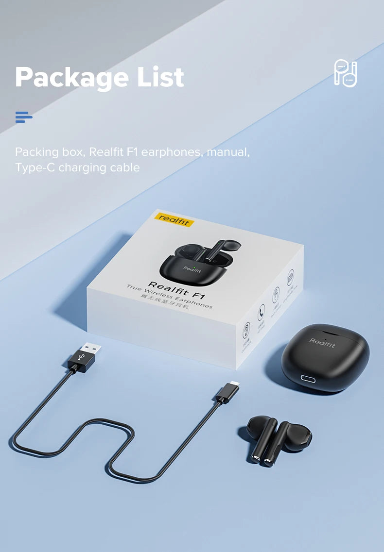 Realfit F1 Bluetooth Earphone Excellent HIFI Quality TWS Wireless Earbuds Wholesale for realme xiaomi