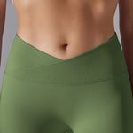 Crossover Waist Women Yoga Leggings Hips Lifting Gym Leggings Seamless Sport Pants High Waist Fitness Leggings Workout Running