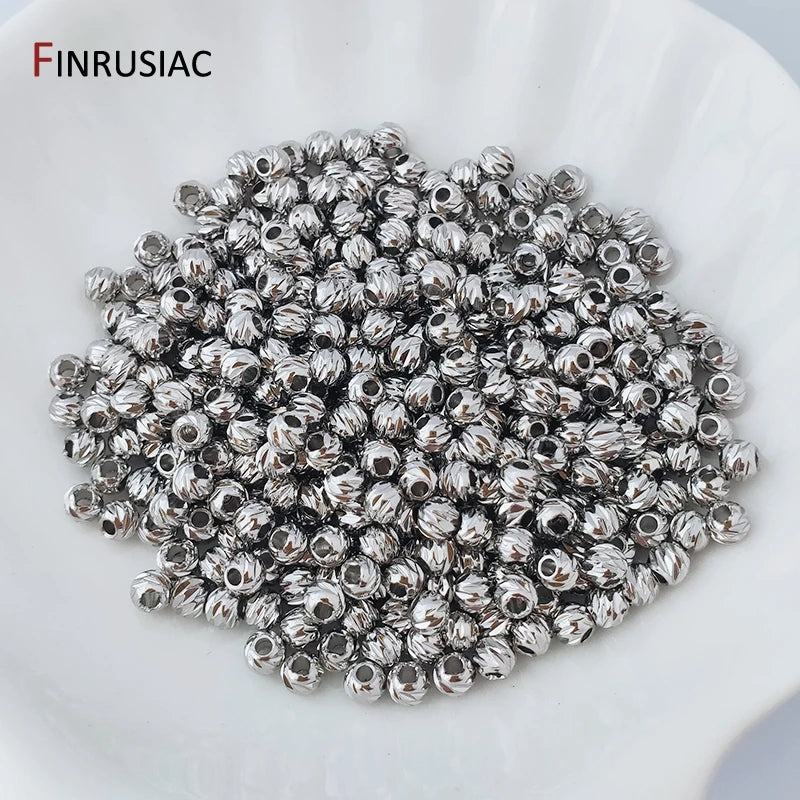 18K Gold Plated Brass Spacer Beads For Jewelry Making Materials,Separators For Beads, Striped Cut Flower Beads For Needlework