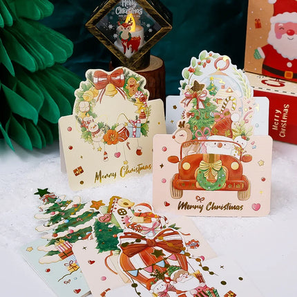 20/10/5/1Pcs Christmas Cards Greeting Invitations Foldable Bronzing Gifts Letter Home Xmas Party Envelope Decoration Accessories